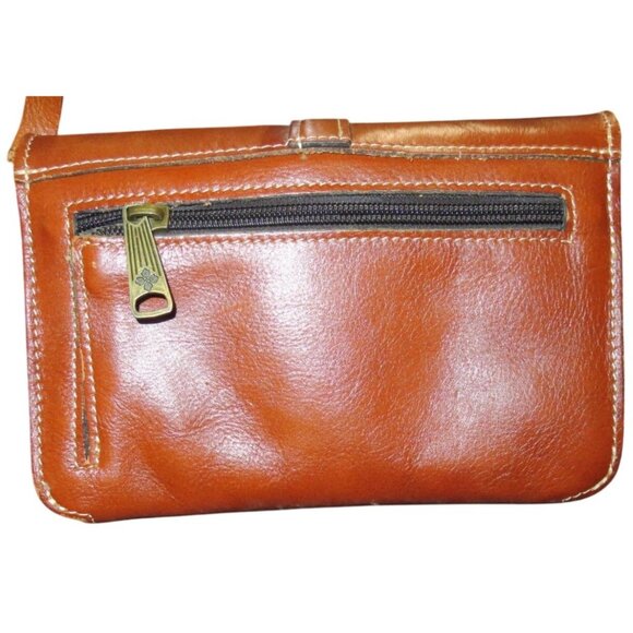 Patricia Nash Heritage Collection Leather Crossbody Wallet in Cognac - Picture 2 of 11